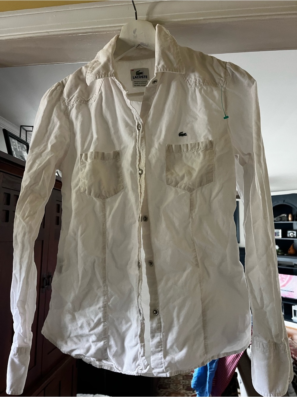 Lacoste White Women's Long-Sleeve Button-Up Blouse